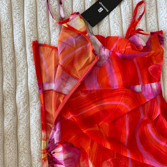 NWT Blackbough Bridget Sheer Sun Dress - Spritz - Asymmetrical Ruffled Slip - Picture 11 of 17